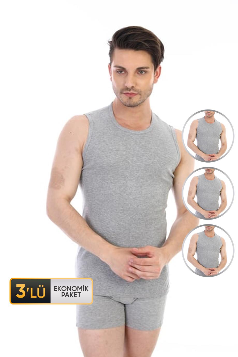ÇK 0920 ERKEK RİBANA KOLSUZ SPOR ATLET 3'LÜ