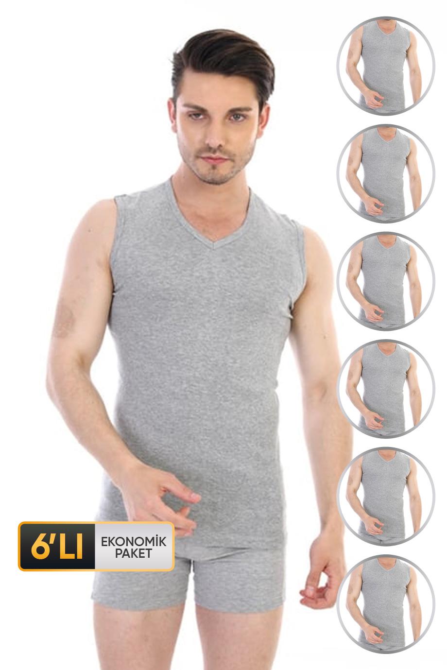 ÇK 0921 ERKEK RİBANA V YAKA KOLSUZ ATLET 6'LI