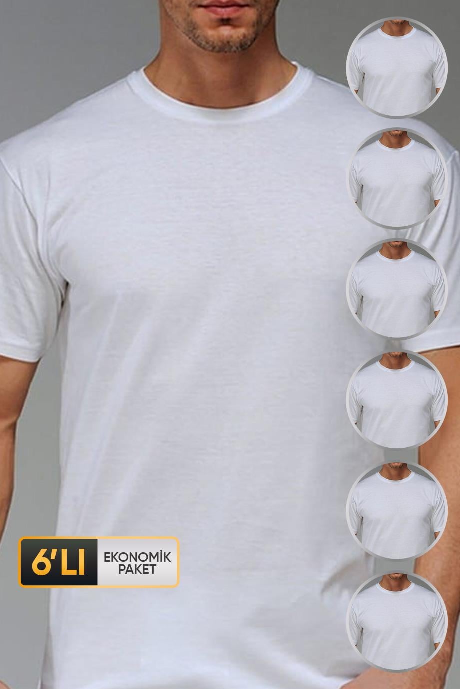 ÇK 0947 ERKEK SÜPREM BİSİKLET YAKA T-SHİRT 6'LI