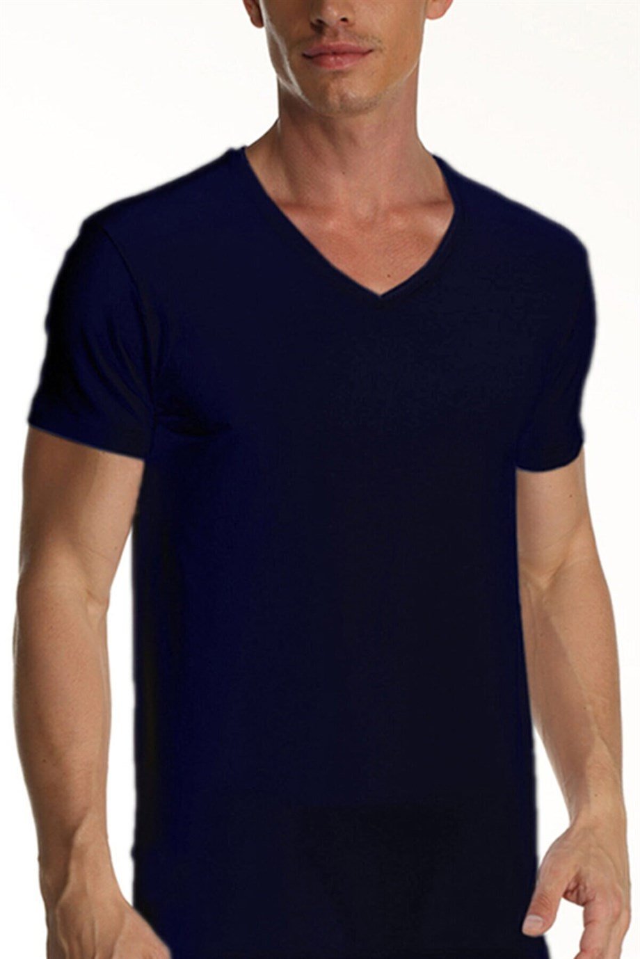 ÇK 0956 ERKEK ELASTANLI V YAKA T-SHİRT