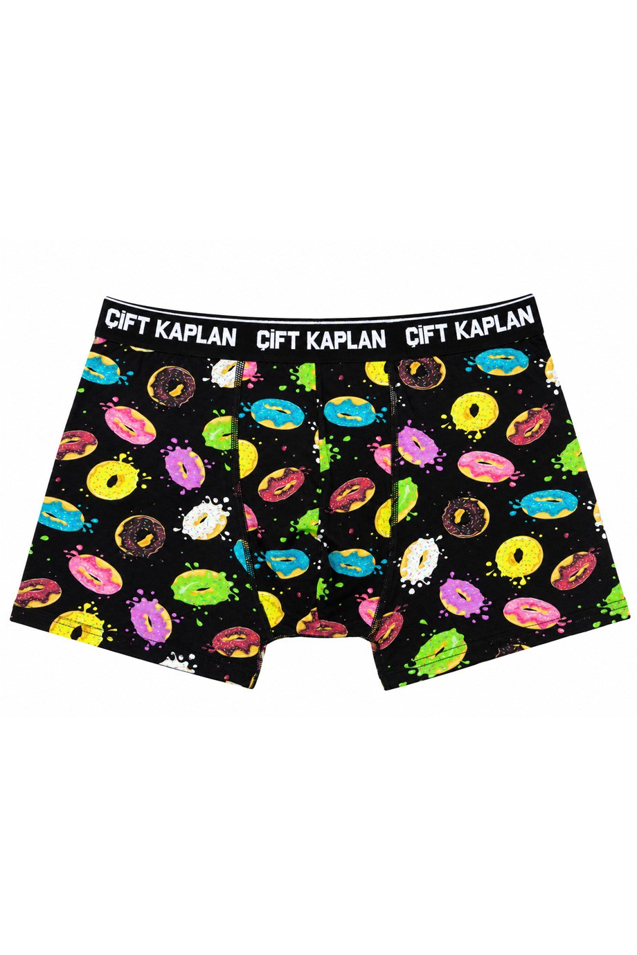 Erkek Donut Desenli Siyah Dijital Boxer 796