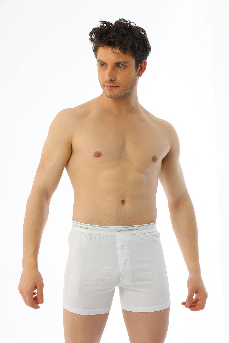 Erkek Elastanlı Biyeli Beyaz Boxer Şort 880