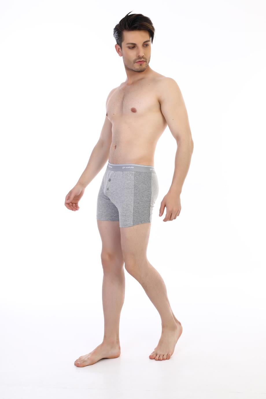 Erkek Elastanlı Biyeli Gri Melanj Boxer Şort 880