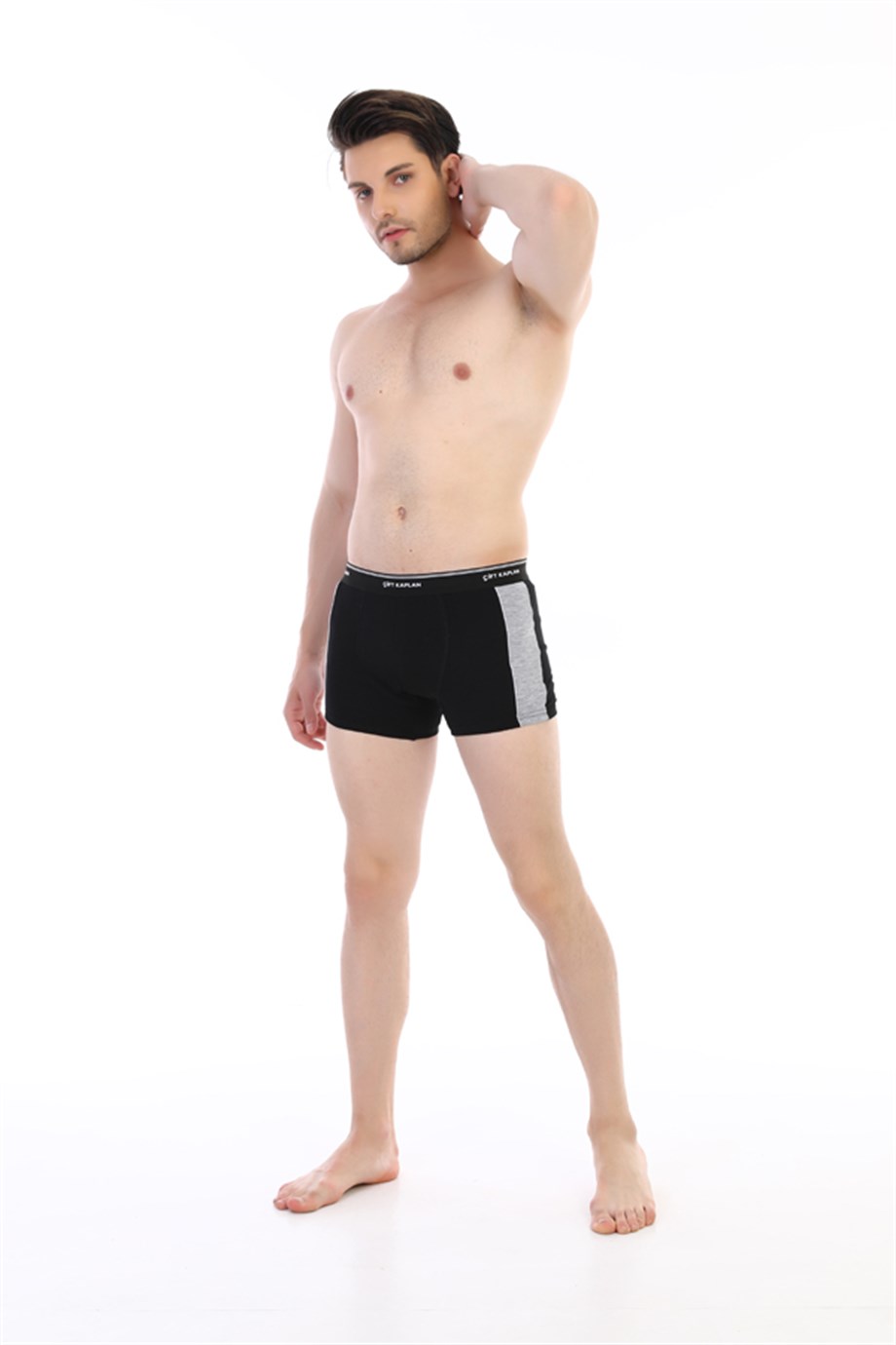 Erkek Elastanlı Biyeli Siyah Boxer 0850