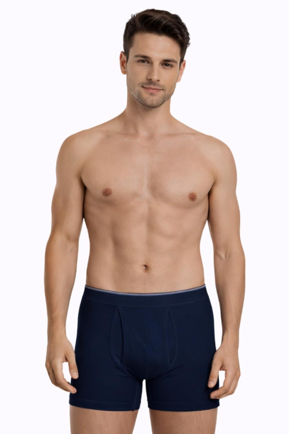 Erkek Elastanlı Cepli Lacivert Boxer 888