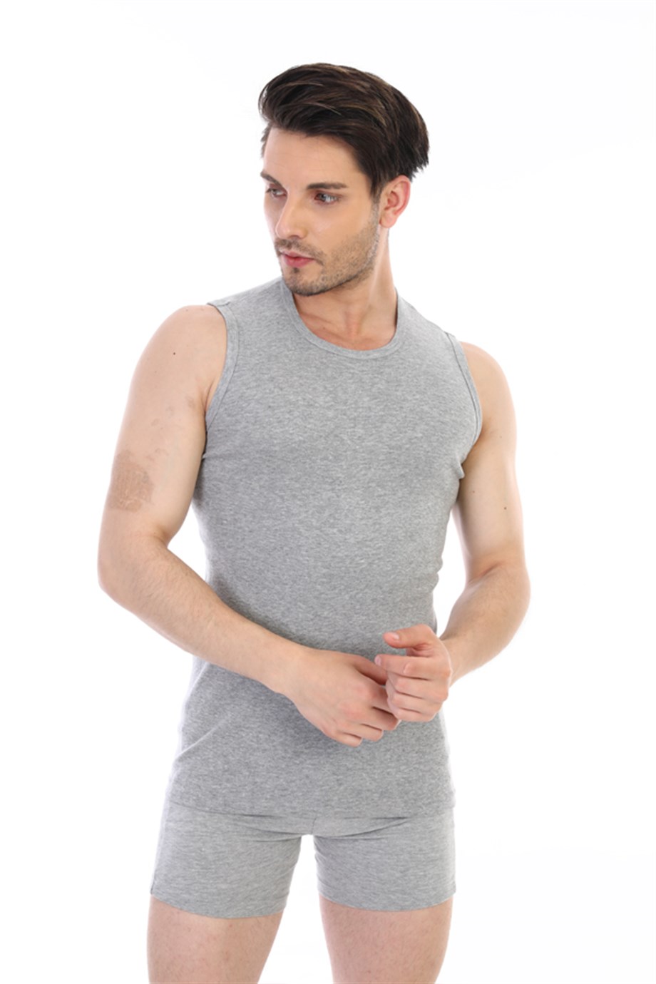Erkek Ribana Kolsuz Spor Gri Atlet 0920