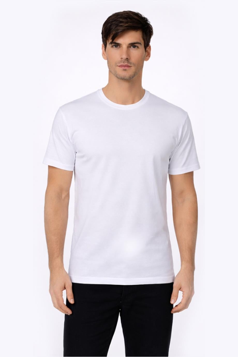 Erkek Süprem Bisiklet Yaka Beyaz T-shirt 947