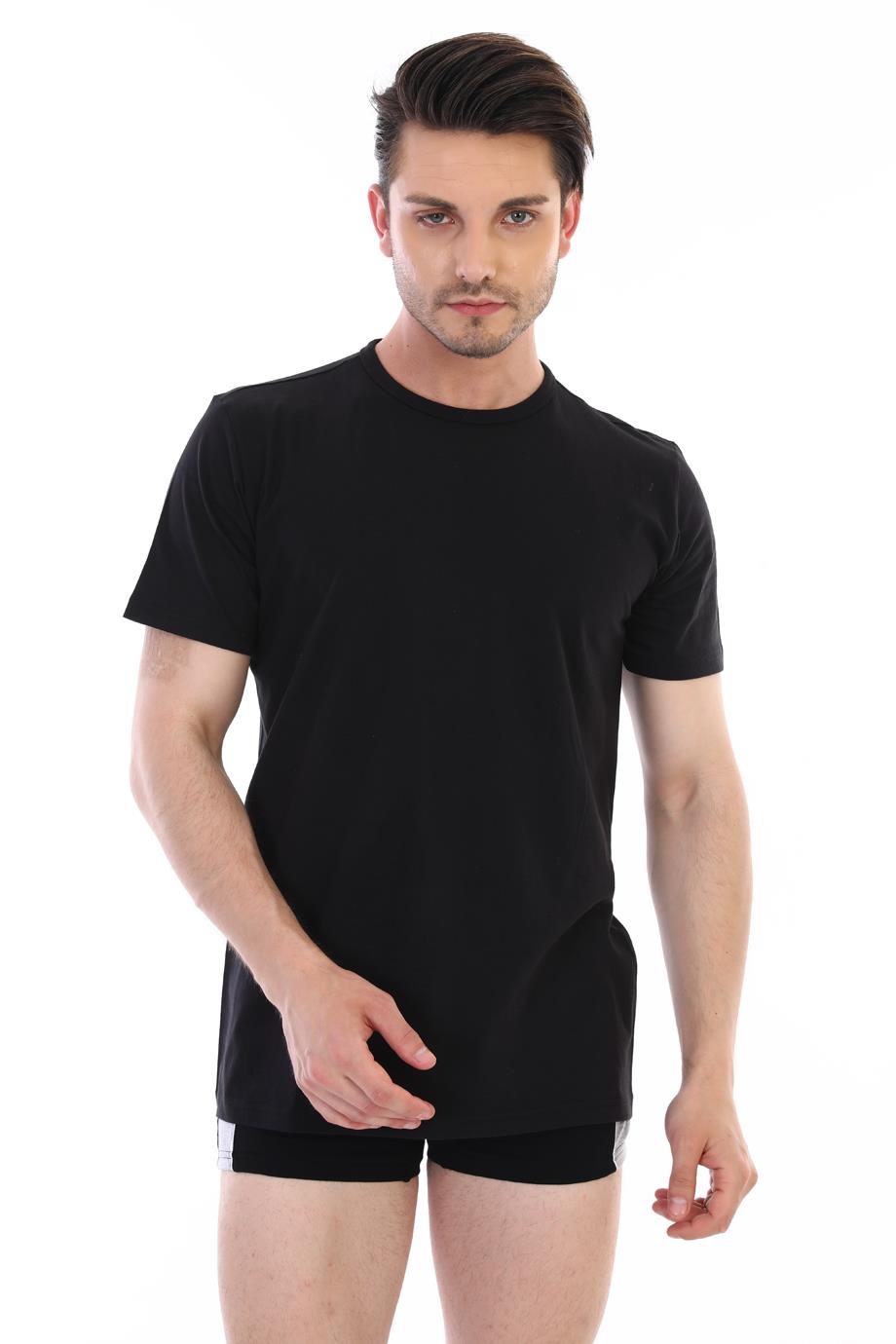 Erkek Süprem Bisiklet Yaka Siyah T-shirt 947