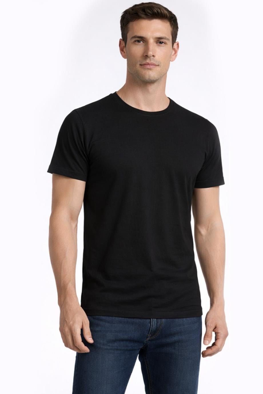 Erkek Süprem Bisiklet Yaka Siyah T-Shirt 951