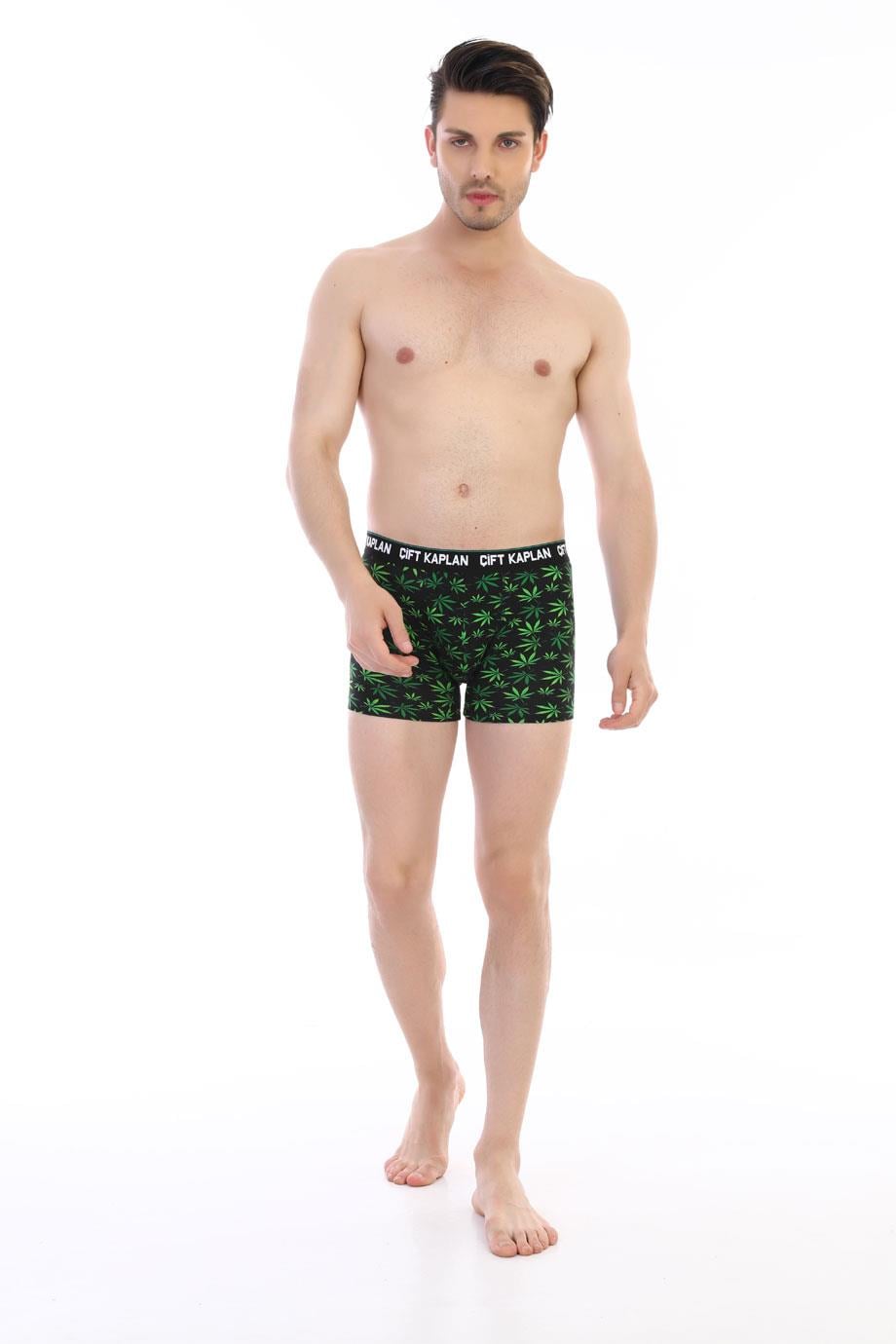 Erkek Yeşil Yaprak Desenli Dijital Boxer 796