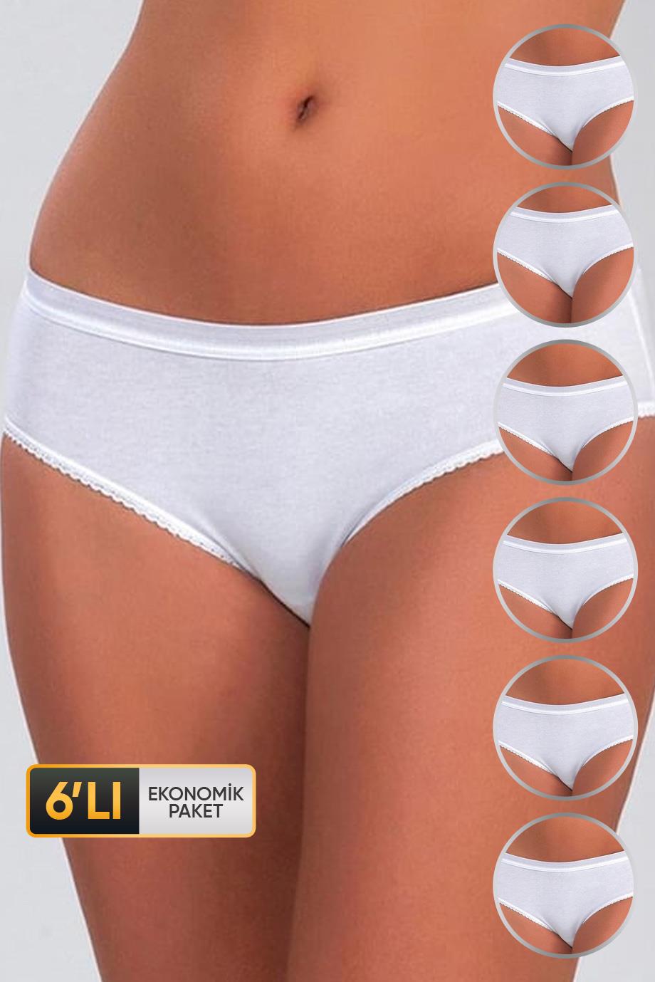 Kadın Basic Beyaz Bikini 623 6'lı Ekonomik Paket