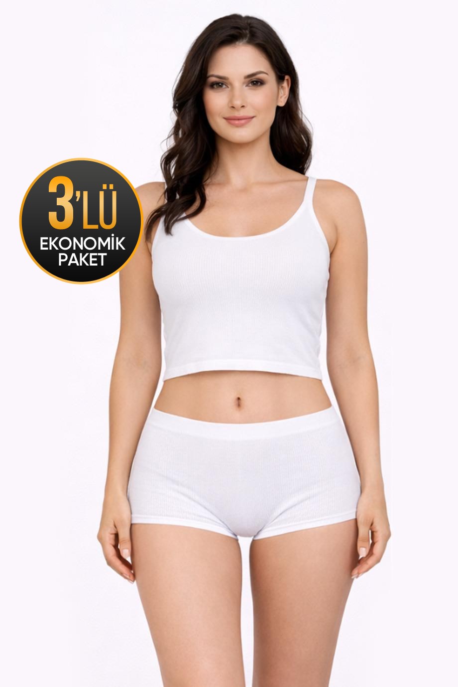 Kadın Ribana Beyaz Külot 675 3'lü Ekonomik Paket