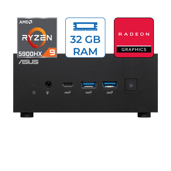 Asus PN52 Amd Ryzen 9 5900HX 32GB 2TB SSD Windows 10 Pro Mini Masaüstü Bilgisayar BBR959XD28