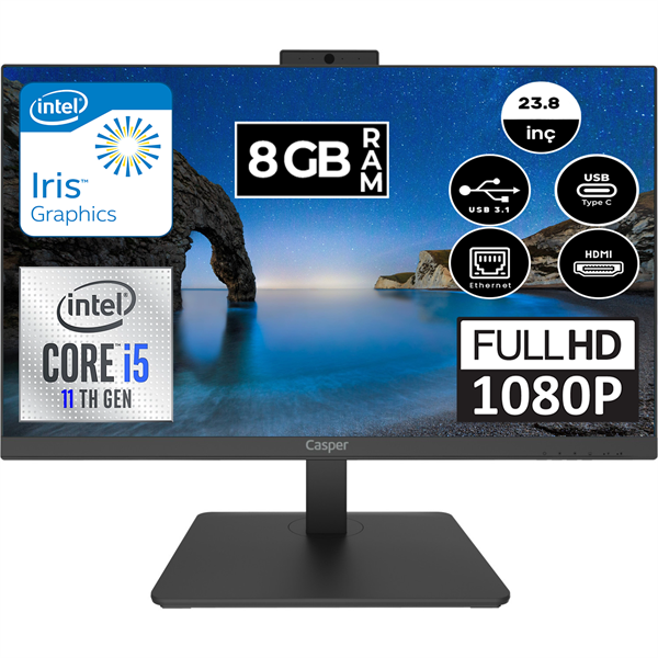Casper Nirvana A60.1135-8D00X-V Intel Core i5 1135G7 8GB 500GB SSD 23.8