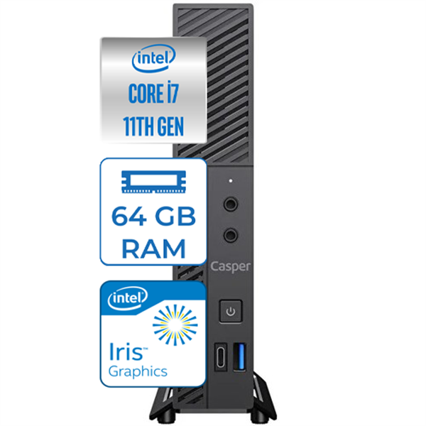 Casper Nirvana M30.1165-BV00X-V00 Intel Core i7 1165G7 64GB 1TB SSD Intel Iris Xegraphic Windows 11 Pro Mini Masaüstü Bilgisayar BV00X89
