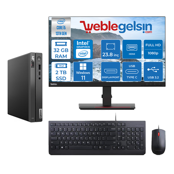 Lenovo Thinkcentre Neo 50Q Gen 4 Intel Core I5-13420H 32GB 2TB SSD Windows 11 Home 23.8 inç Masaüstü Bilgisayar 12LN0048TRMH06