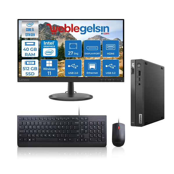 Lenovo Thinkcentre Neo 50Q Gen 4 Intel Core I5-13420H 40GB 512GB SSD 27 Inç Monitör Windows 11 Pro Mini Bilgisayar MM12LN006KTRP13