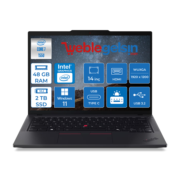 Lenovo Thinkpad T14 Gen5 Ultra 7 155U 48GB DDR5 2TB SSD 14