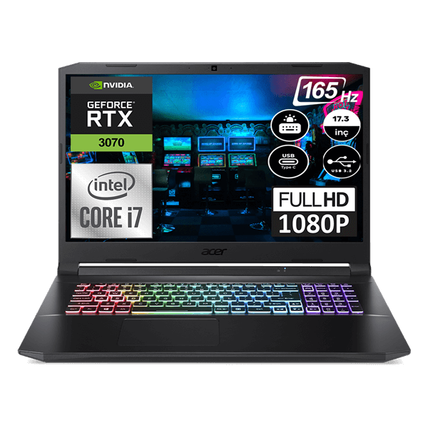 Acer Nitro 5 AN517 54 Intel Core i7 11800H 16 GB 2 TB SSD Geforce RTX 3070  8 GB Linux 17.3" FHD Taşınabilir Bilgisayar NHQFCEY004 | Weblegelsin