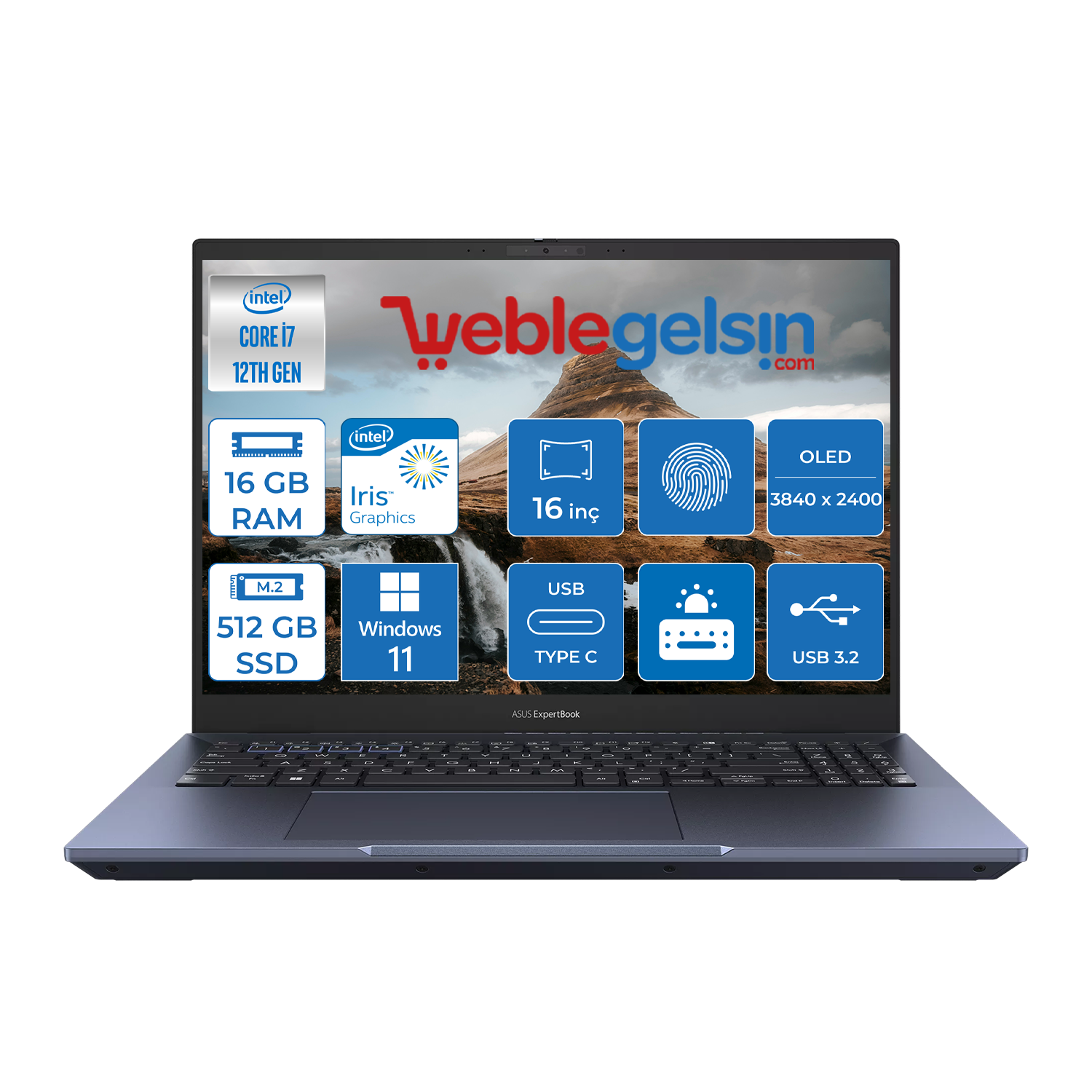 Asus Expertbook B5602CBA-I71260165 Intel Core I7 1260P 16GB DDR5 512GB SSD 16 inç OLED Windows 11 Home Taşınabilir Bilgisayar 090NX05H1-M00P4013