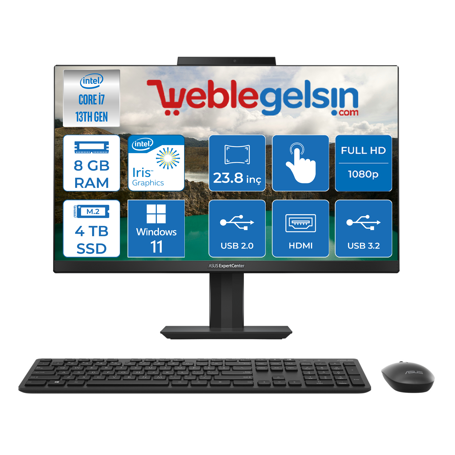 Asus Expertcenter E5402WVAT Intel Core I7 1360P 8GB 4TB SSD Windows 11 Home 23.8 IPS Dokunmatik All In One Bilgisayar AIOI7161TBB0D25