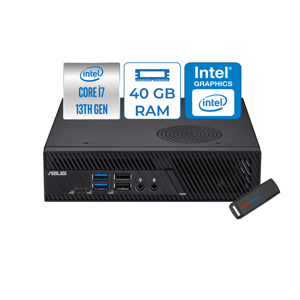 Asus PB63 Intel Core I7 13700 40GB DDR5 4TB SSD Intel UHD Graphics Windows 11 Home Mini Bilgisayar B7549MLH16
