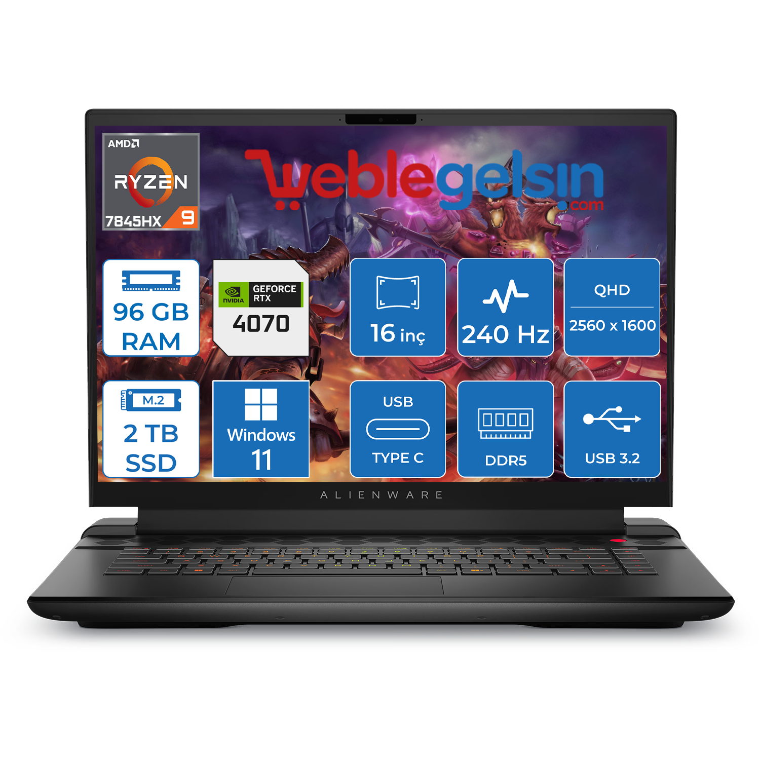 Dell Alienware M16 R1 Amd Ryzen 9 7845HX 96GB DDR5 2TB SSD RTX4070-8GB ...