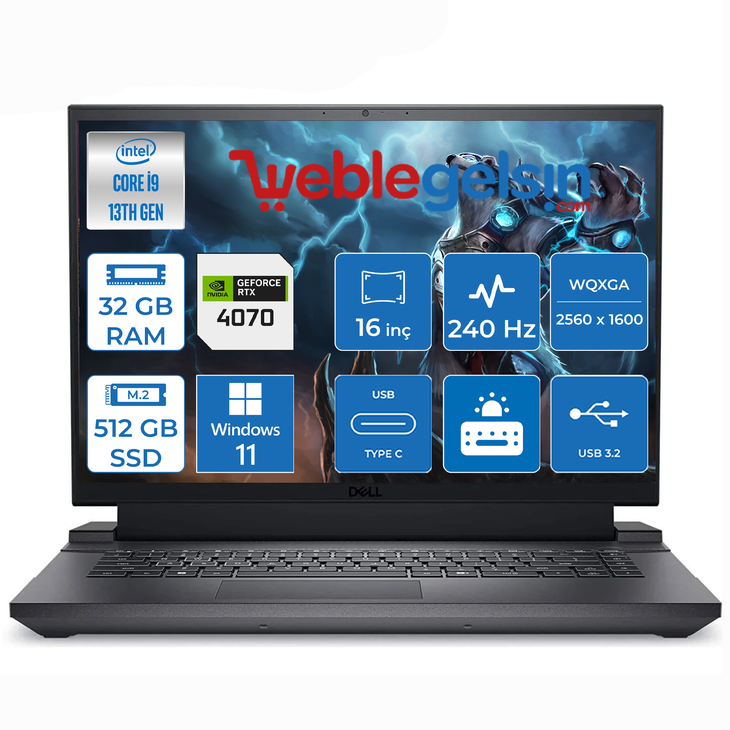 Dell G16 7630 Intel Core i9 13900HX 32GB DDR5 Ram 512GB SSD 8GB