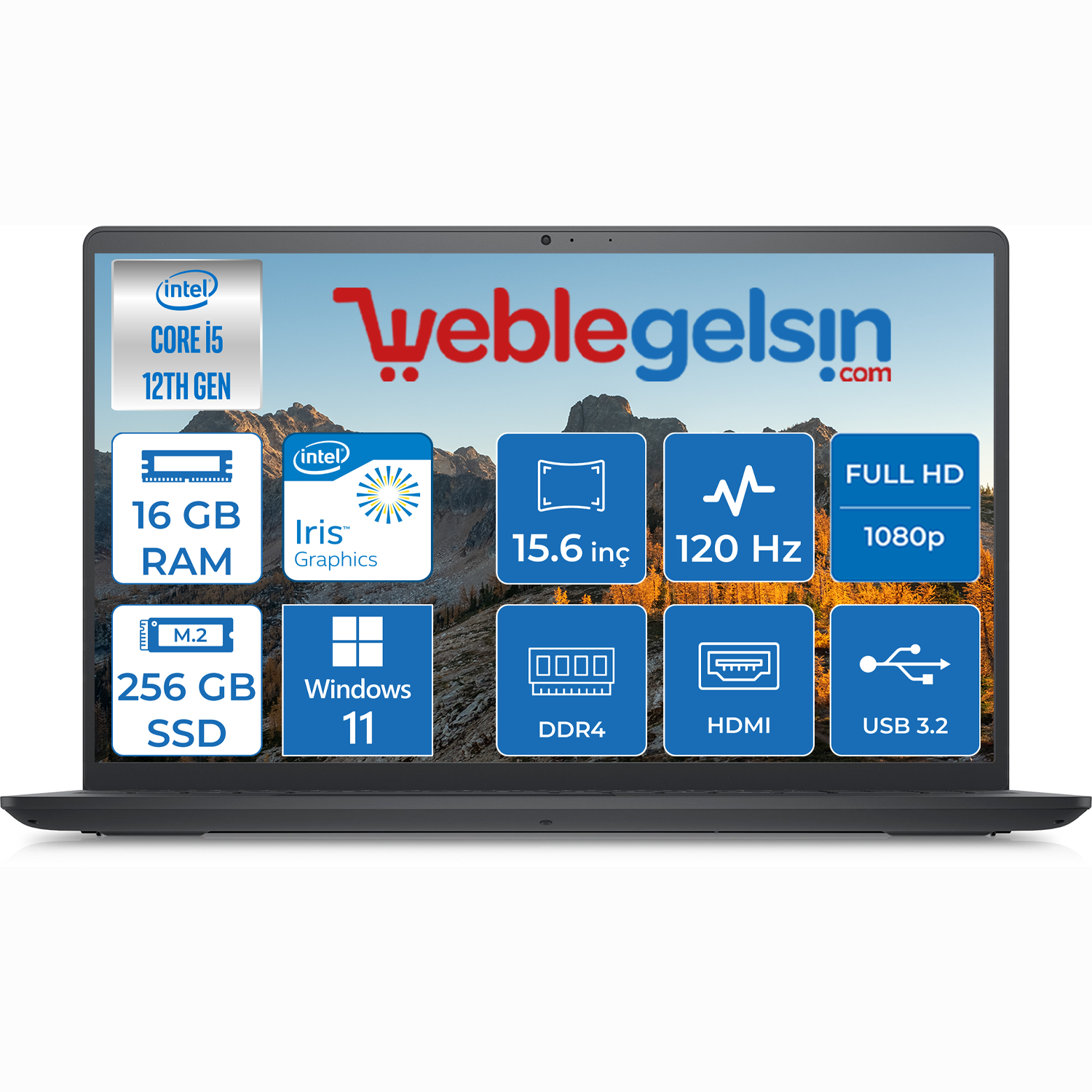 Dell INSPIRON15 3520 Intel Core i5 1235U 16GB 256GB SSD 15.6 inç Fhd 120Hz Windows 11 Home Taşınabilir Bilgisayar INS35202405200921