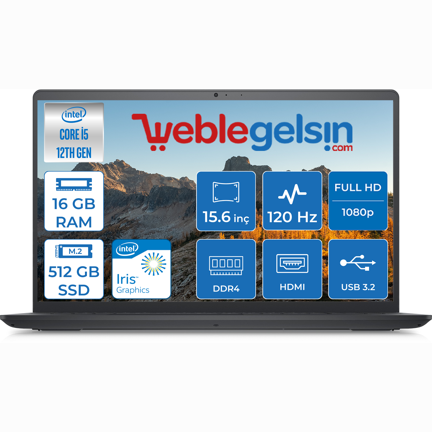 Dell INSPIRON15 3520 Intel Core i5 1235U 16GB 512GB SSD 15.6 inç Fhd 120Hz Freedos Taşınabilir Bilgisayar INS35202405200906