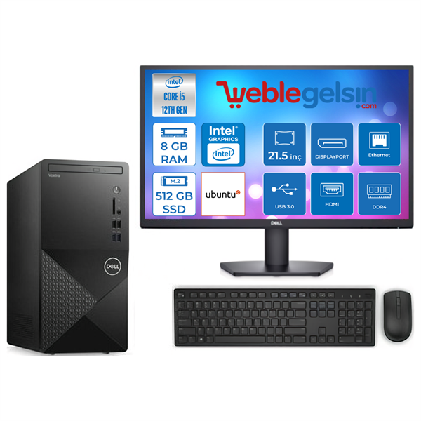 Dell Vostro 3910MT Intel Core I5 12400 8gb 512GB SSD Ubuntu 21,5