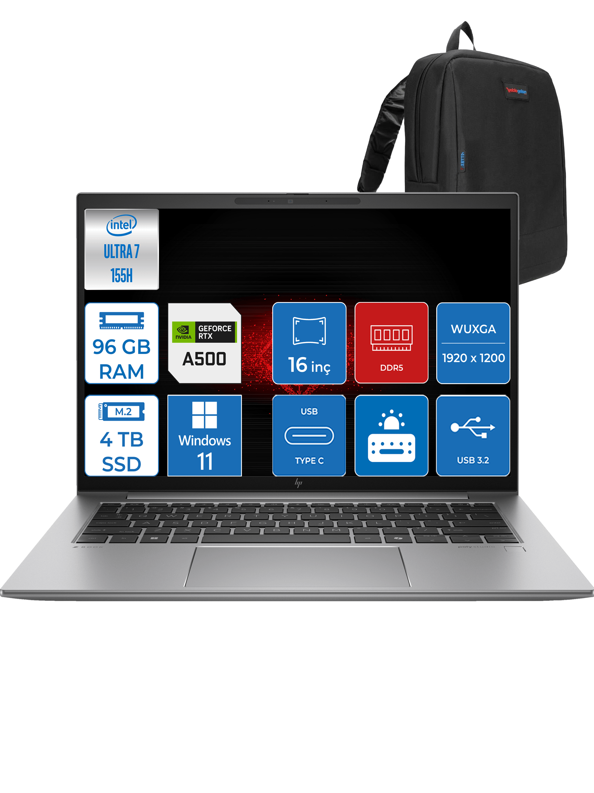 HP Hp Zbook Firefly G11 Intel Ultra 7 155H 96GB 4TB SSD 4GB/RTXA500 WUXGA 16
