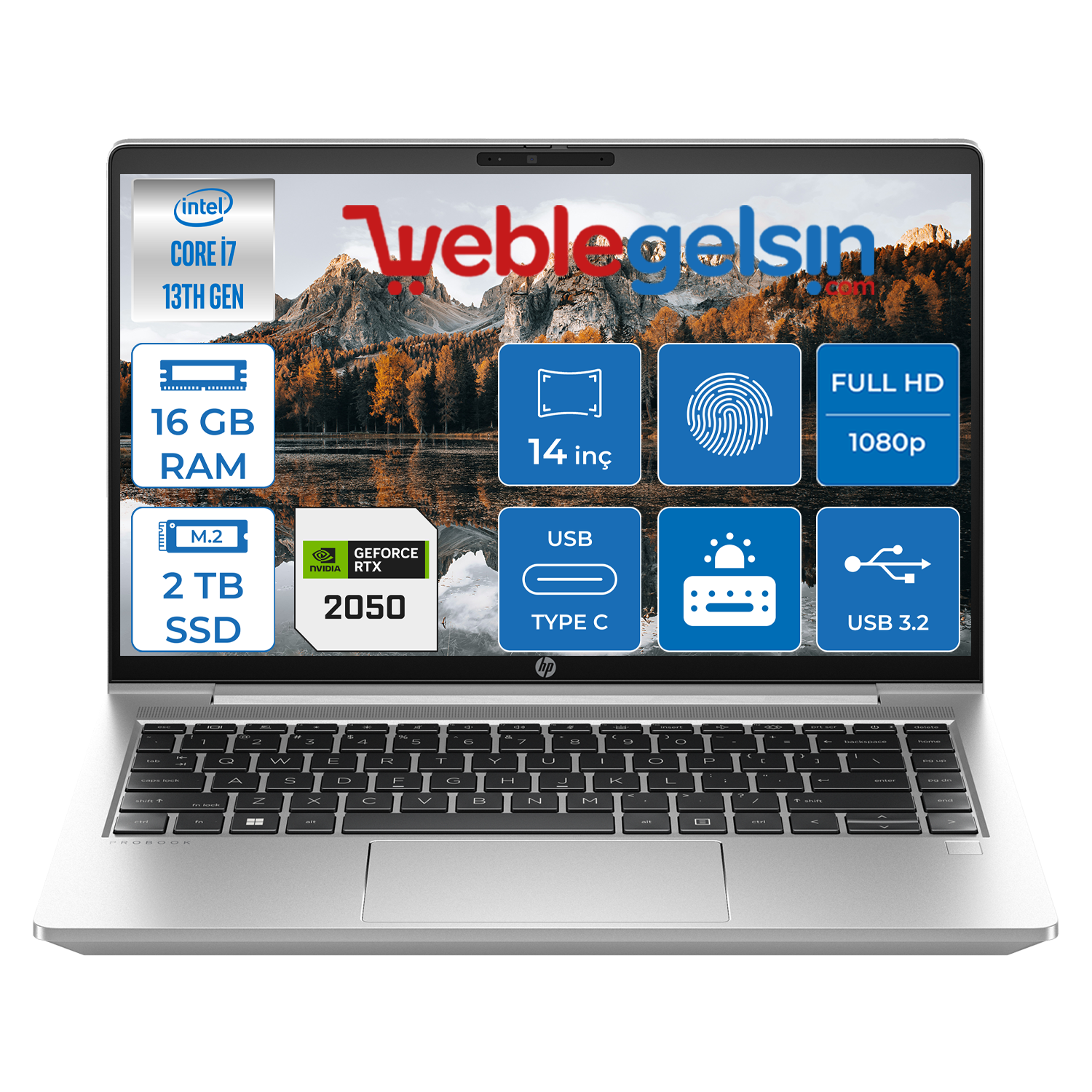 Hp Probook 440 G10 Intel Core i7 1355U 16GB 2TB SSD RTX2050-4GB Freedos 14'' Fhd Taşınabilir Bilgisayar 8A569EAWF04