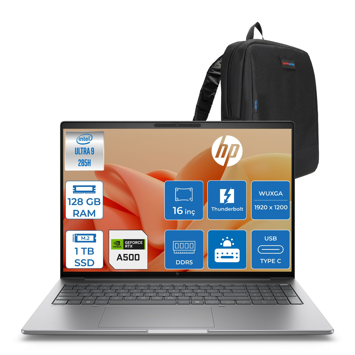 Hp Zbook 8 G1I Ultra 9 285H DDR5 128GB 1TB SSD 4GB/RTX500ADA 16