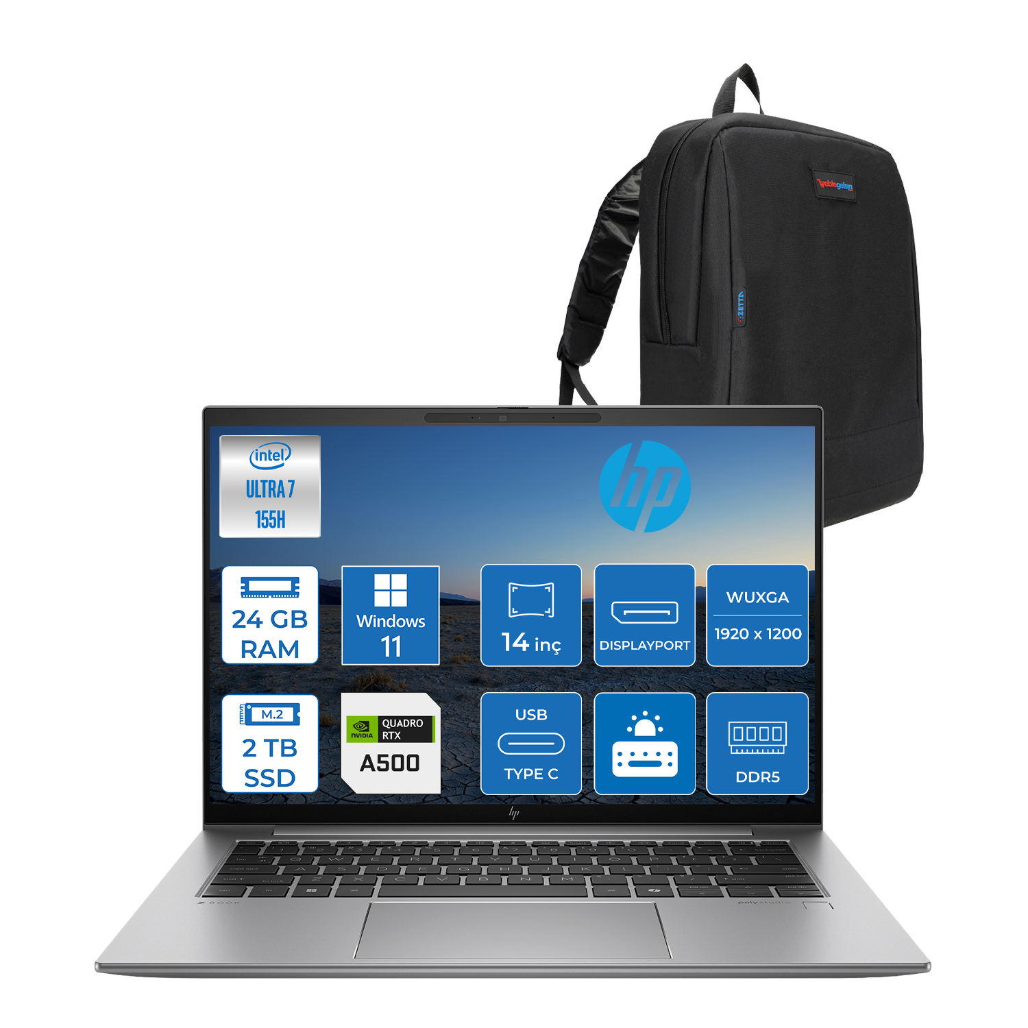 Hp Zbook Firefly G11 Ultra 7 155H DDR5 24GB 2TB SSD Quadro Rtx A500 4GB 14'' Wuxga IPS 300NITS Windows 11 Pro Taşınabilir Bilgisayar 5G419ESP07