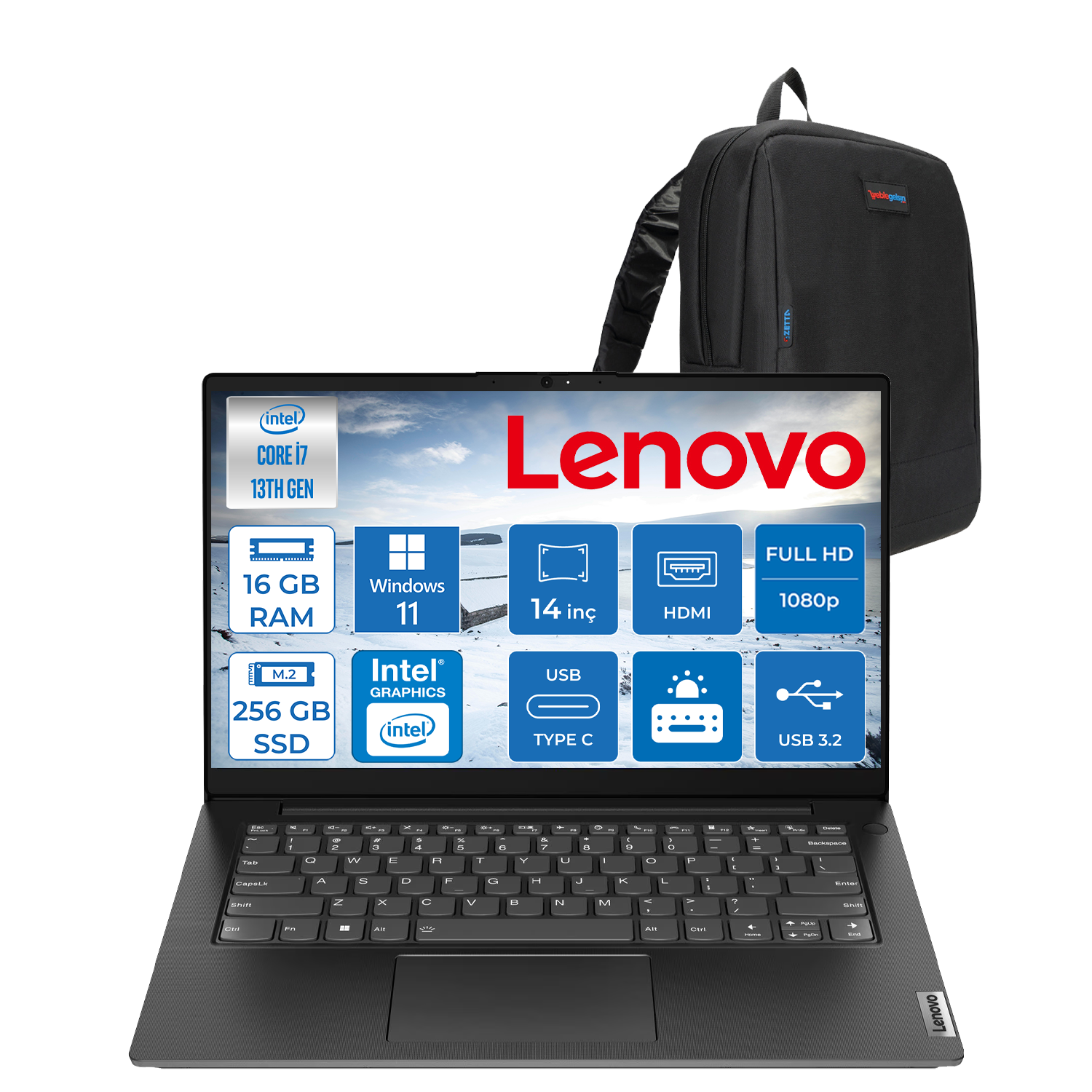 Lenovo V14 Gen4 Iru Intel Core I7 13620H 16GB 256GB SSD Windows 11 Home Intel® UHD Graphics 14 Inç Fullhd Taşınabilir Bilgisayar 83A000GDTRH11