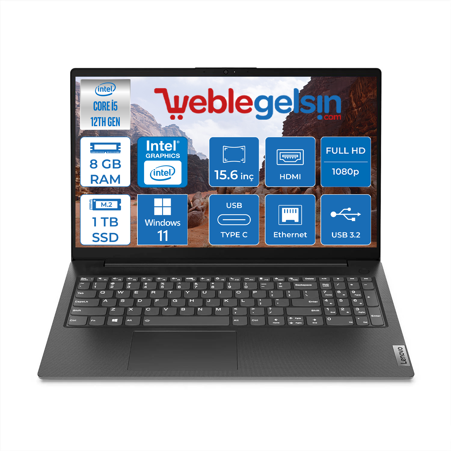Lenovo V15 G4 Iah  Intel® Core™ I5 12500H 8GB 1TB SSD 15.6 inç Windows 11 Pro Fhd Dizüstü Bilgisayar V1583FS001HTR35