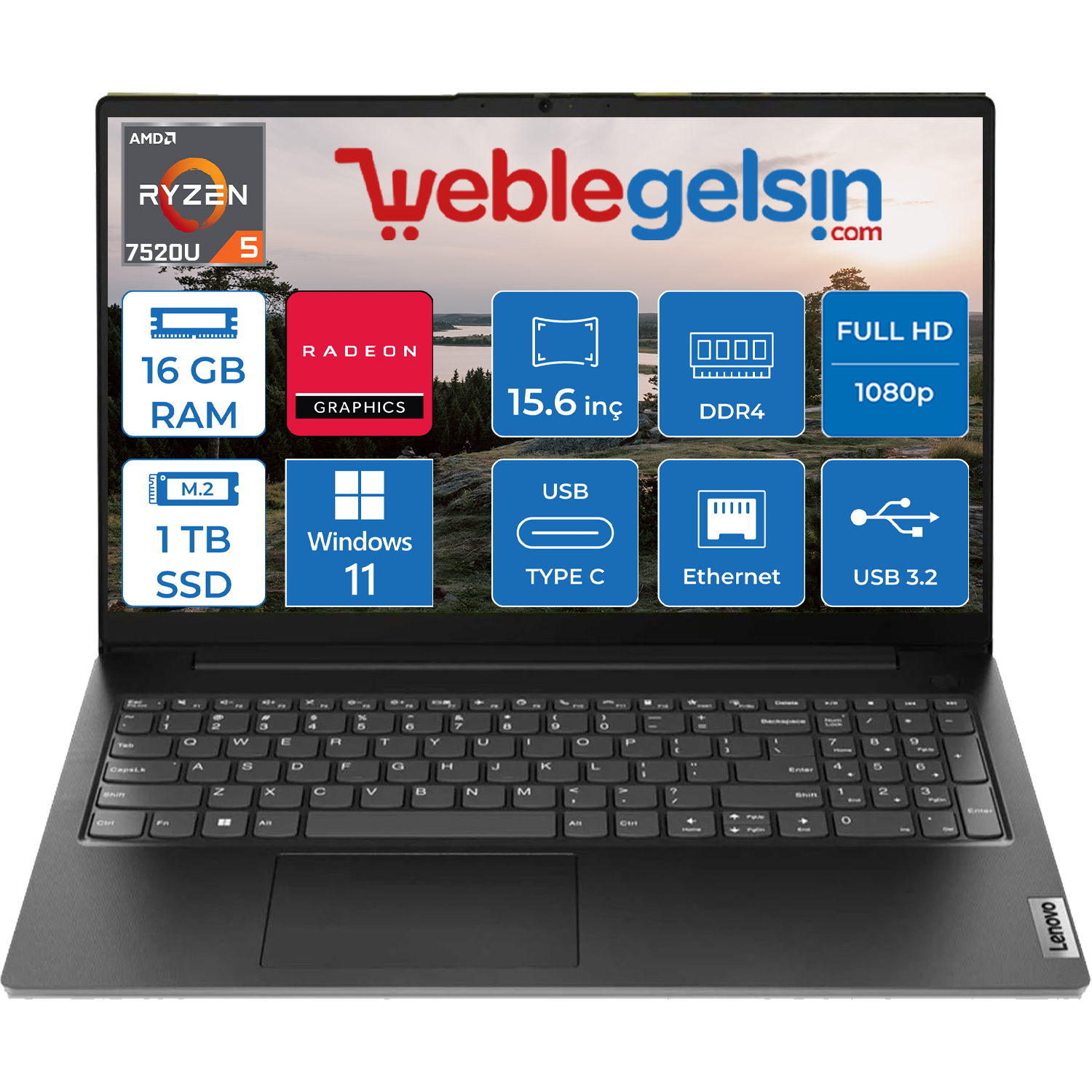 Lenovo V15 Gen4 Amd Ryzen5 7520U 16GB 1tb SSD DDR5 15.6