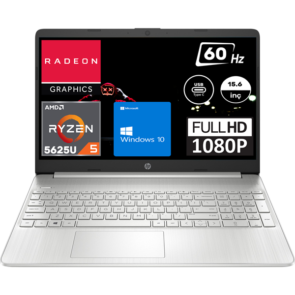 HP 15S EQ3010NT AMD Ryzen 5 5625U 32GB 2TB SSD 15.6" FHD Windows 10 Pro  Taşınabilir Bilgisayar 68N42EA27 | Weblegelsin