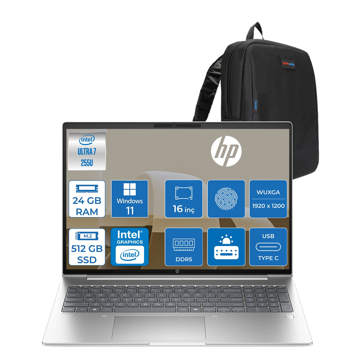 Hp Probook 4 G1I Intel Ultra7 255U 24GB DDR5 512GB SSD 16