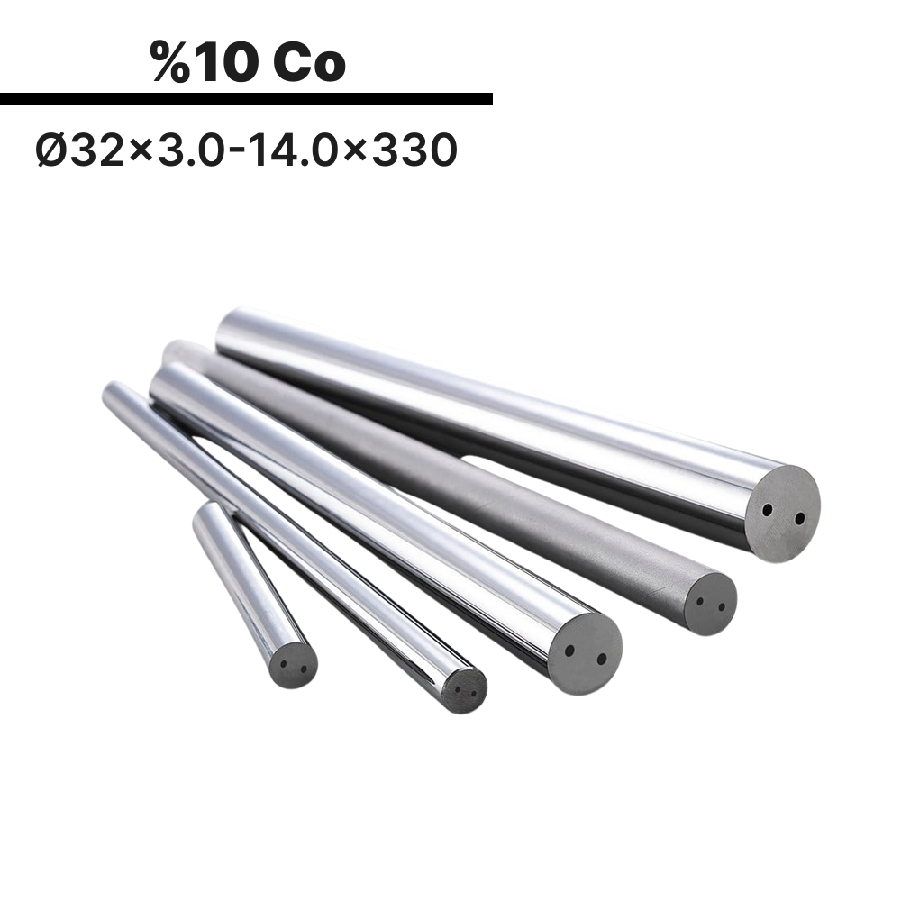 32x3.0-14.0x330 KH10DS h6 İki Düz Delikli Karbür Çubuk