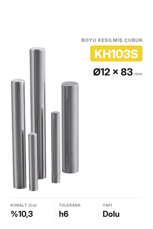 12x83 KH103S h6 Kesilmiş Dolu Karbür Çubuk