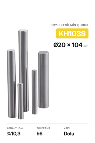 20x104 KH103S h6 Kesilmiş Dolu Karbür Çubuk