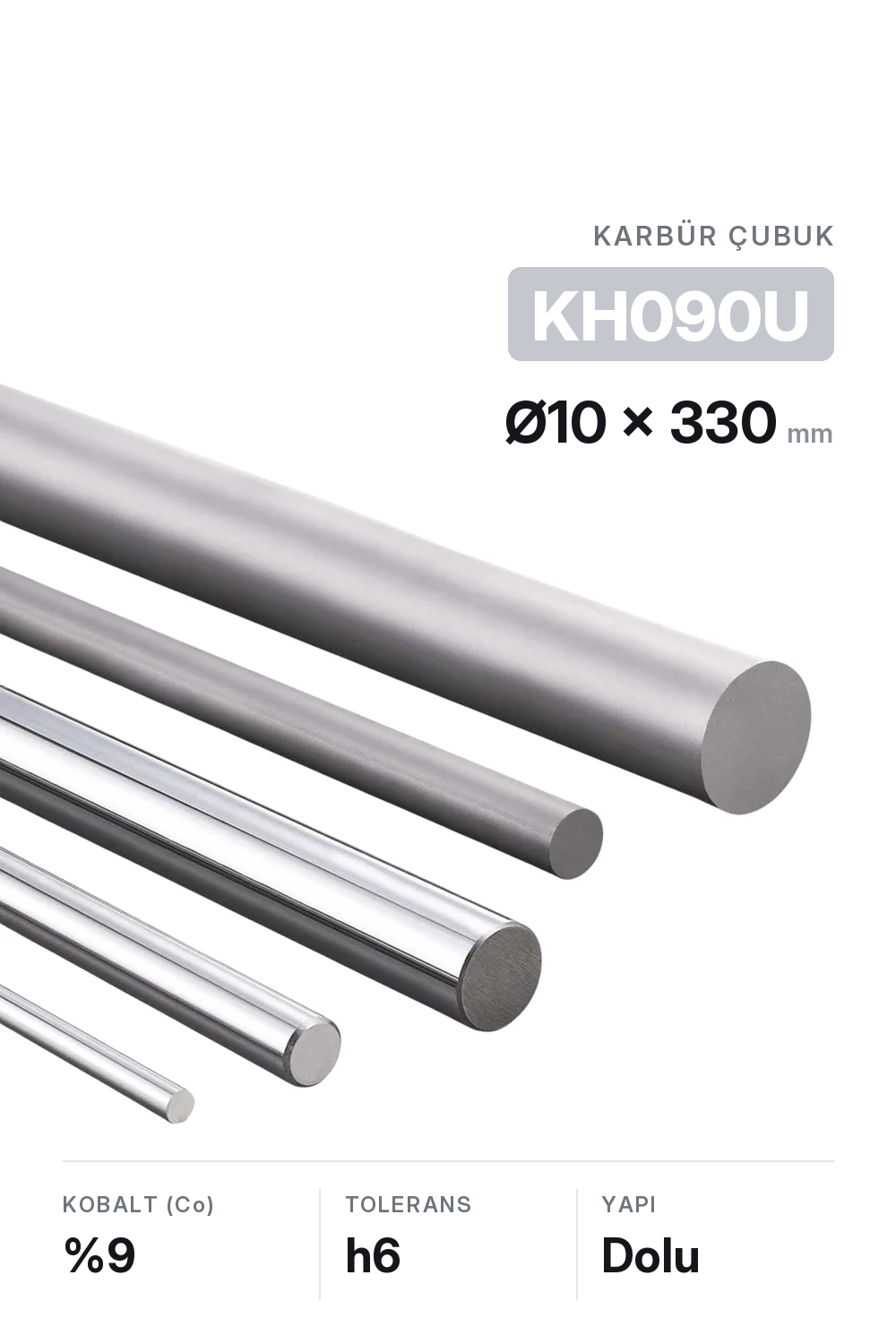 10x330 KH090U h6 Dolu Karbür Çubuk