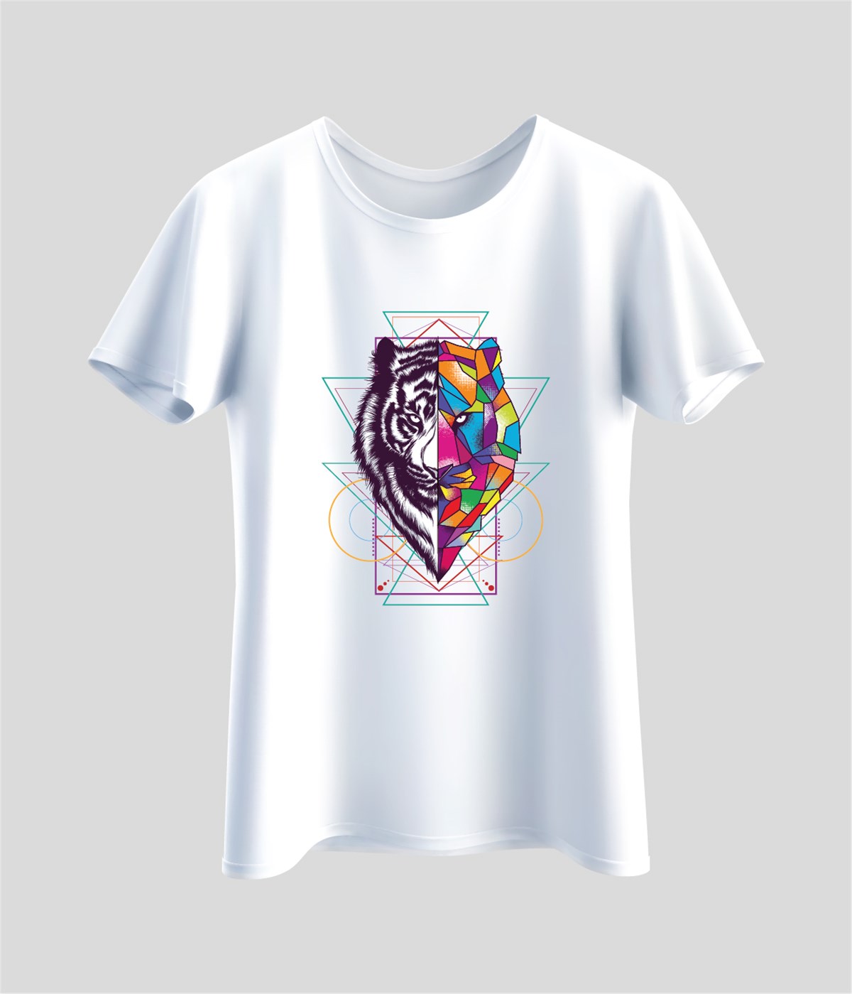 Aslan Renkli Baskılı Unisex T-Shirt
