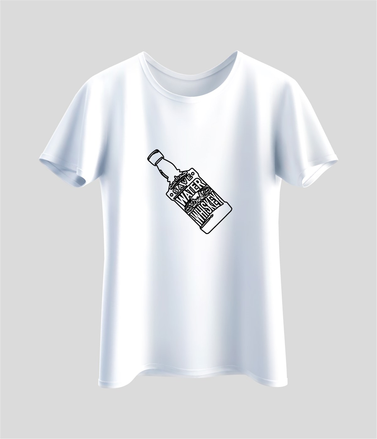 Save Water Drink Wiskey Baskılı T-Shirt