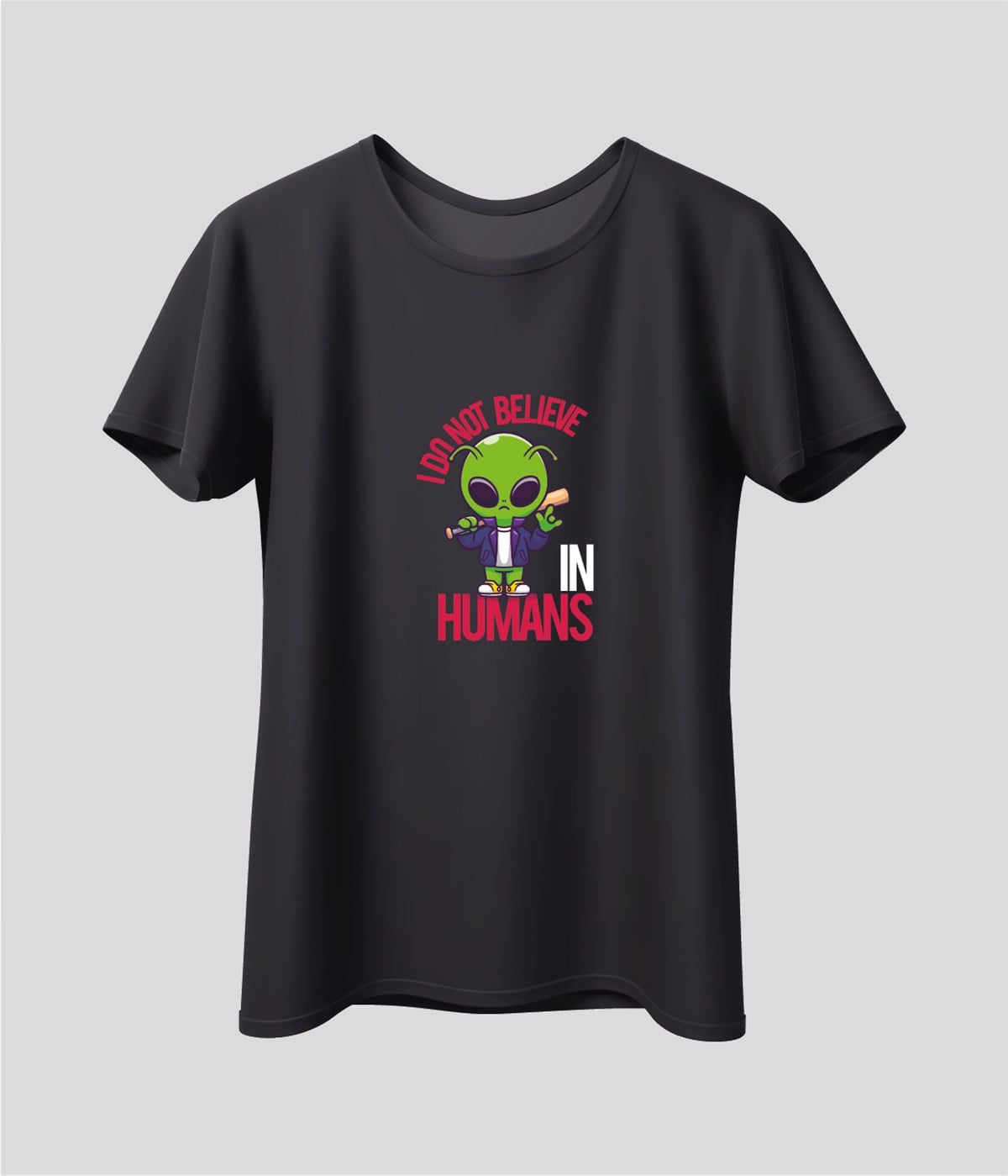 Uzaylı Baskılı Eğlenceli Unisex T-Shirt