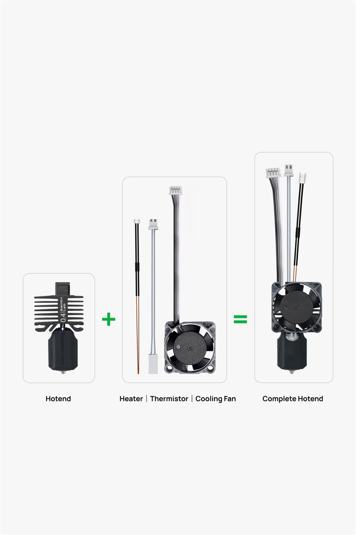 Bambu Lab Complete Hotend Assembly With Hardened Steel Nozzle 0.4 mm  X1C