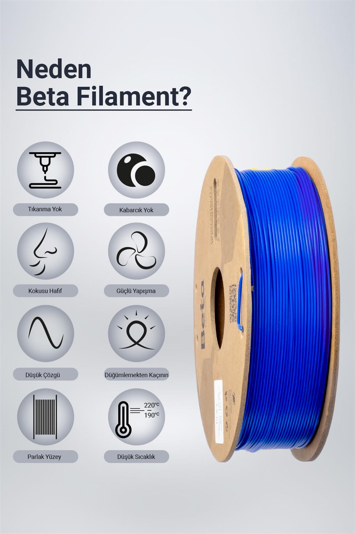 Beta PLA+ Filament Fluorescent Blue