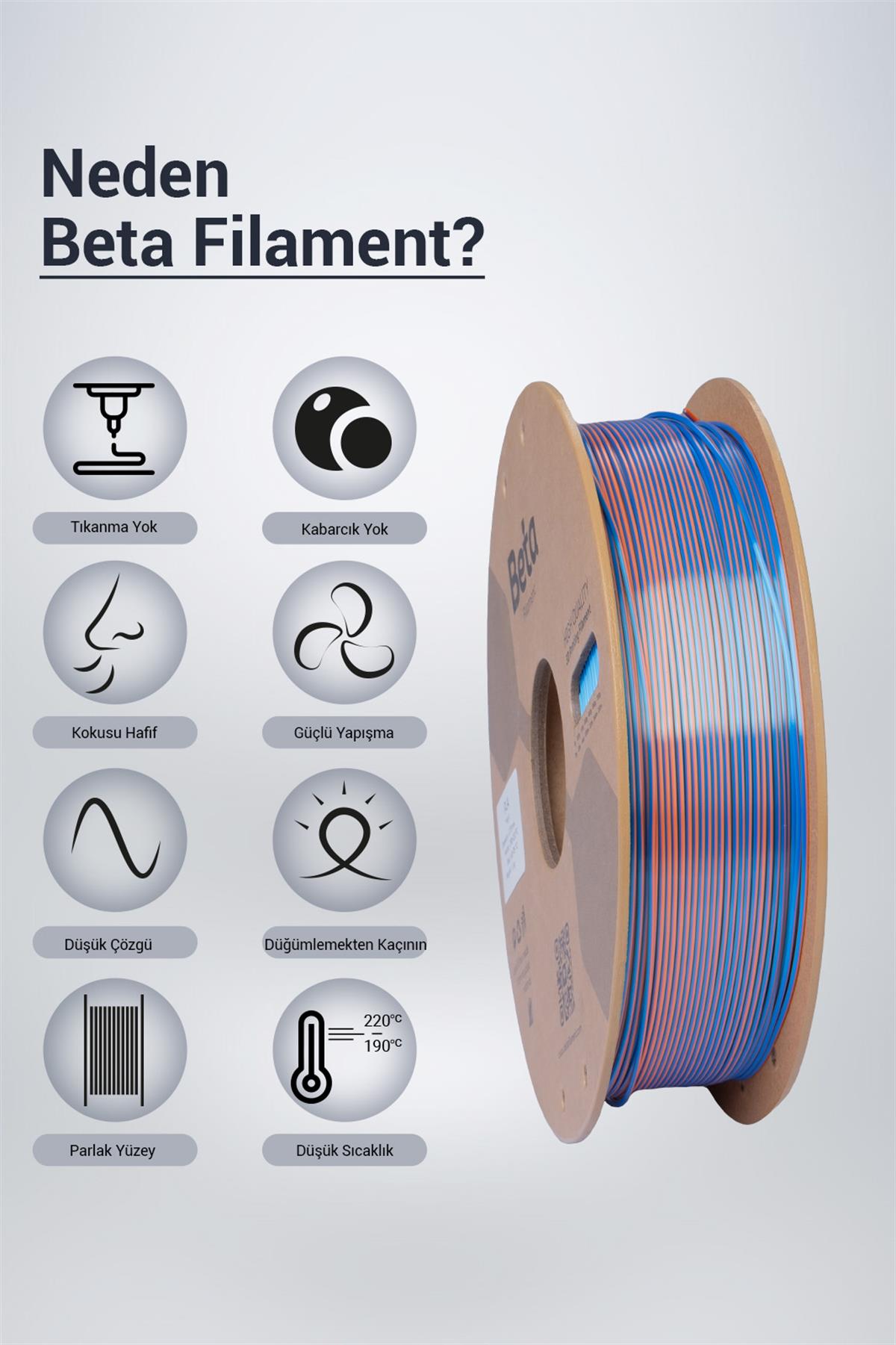 Beta PLA-Magic Silk Filament Blue Orange 